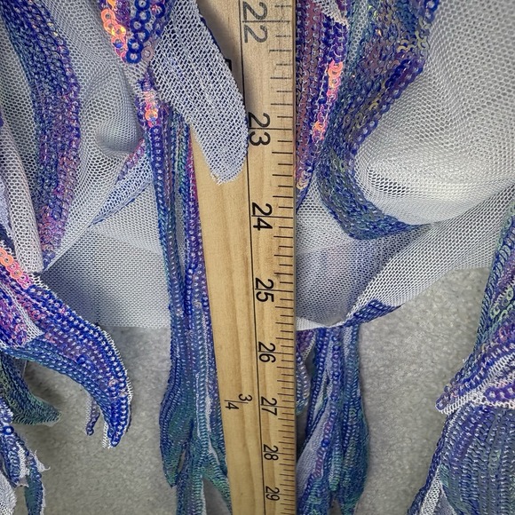 Catchall Salem Blue SPARKLY SEQUIN STRAPPY TASSEL MINI‎ DRESS Fairy Core Size S - Picture 7 of 9